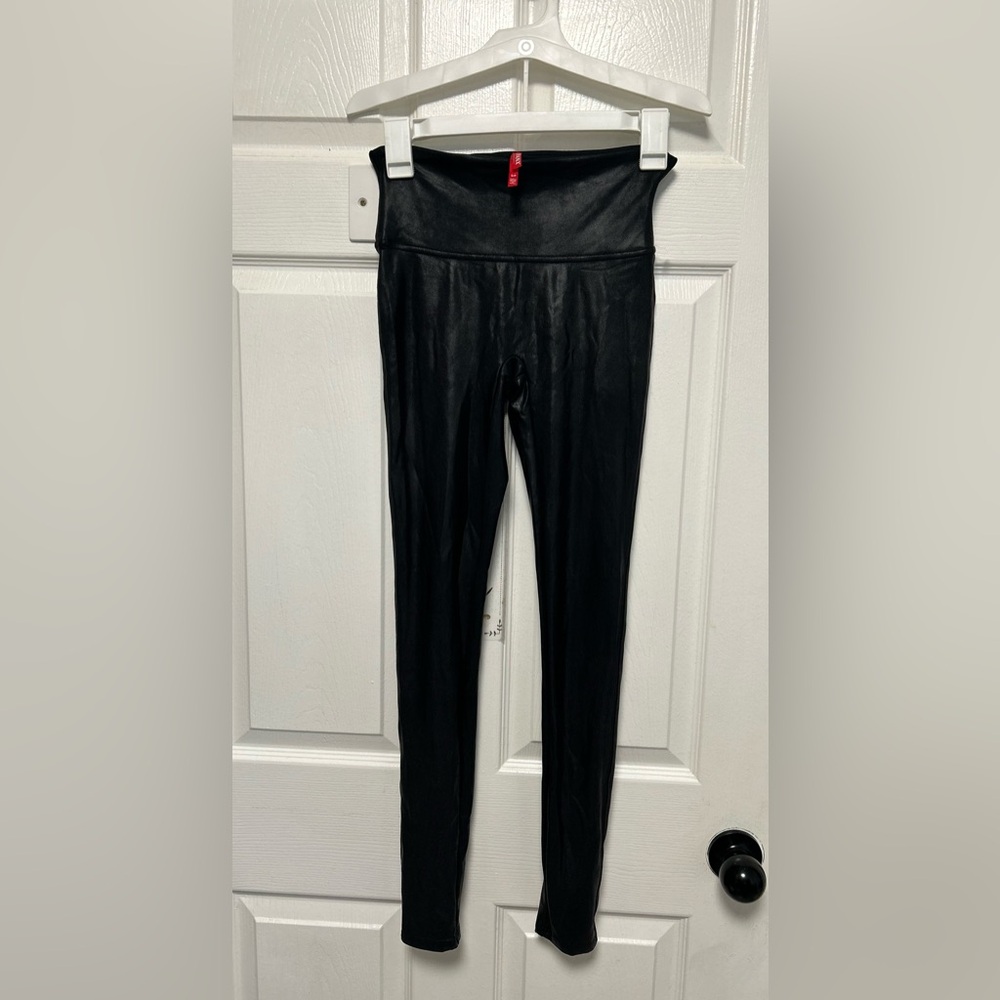 Spanx Faux Black Leather Leggings Size Small